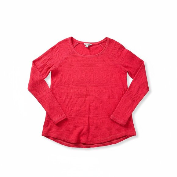Lucky Brand Red Textured Long Sleeve Top Womens M - Picture 2 of 8